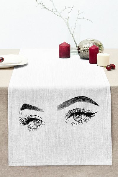Realhomes Special Design Stitched Raschel Knitted Runner with Eyelash Motif on White Background