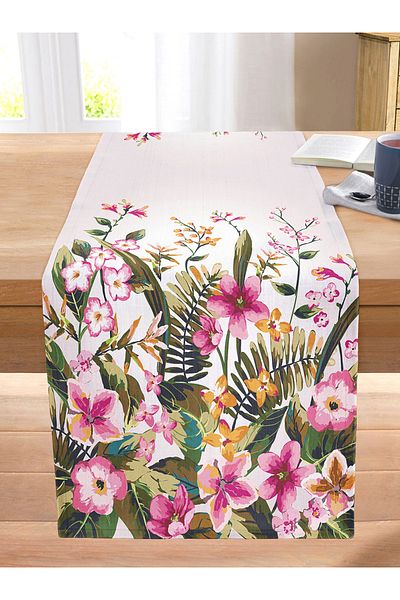 Realhomes Spring Flowers Digital Printed Modern Stitched Raschel Knitted Runner