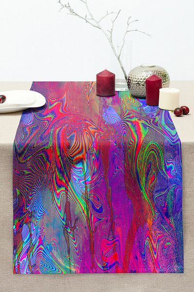 Realhomes Complex Paint Patterned Special Design Digital Printed Modern Stitched Raschel Knitted Runner