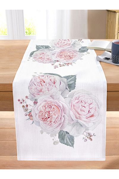 Realhomes Modern Digital Printed Stitched Raschel Knitted Runner with Pale Flower Motif