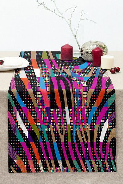 Realhomes Colorful Abstract Patterned Special Design Digital Printed Modern Stitched Raschel Knitted Runner