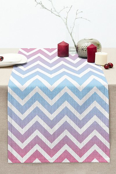 Realhomes Colorful Zigzag Design 3D Digital Printed Stitched Raschel Knitted Runner