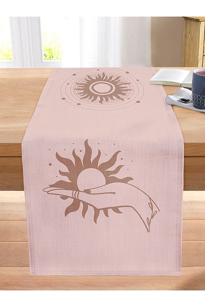 Realhomes Hand-held Patterned Digital Printed Modern Stitched Raschel Runner with Onedraw Drawing on White Background