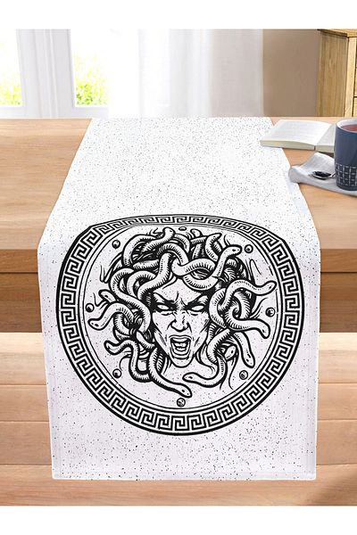 Realhomes Old Medusa Special Design Stitched Raschel Knitted Runner