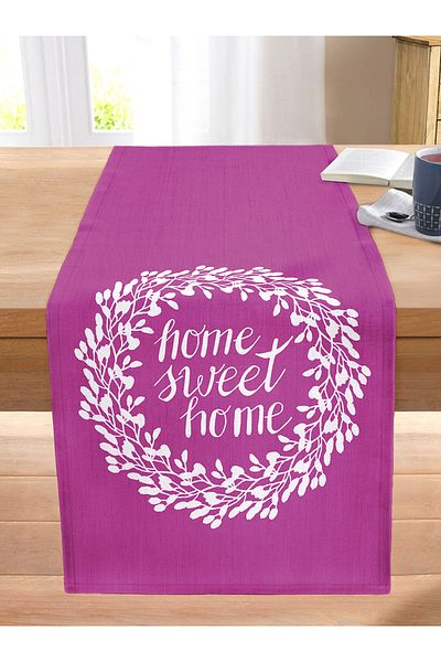 Realhomes Home Sweet Home Digital Printed Decorative Stitched Raschel Knitted Runner