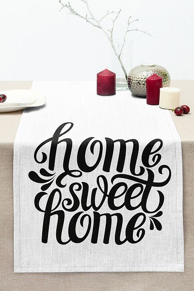 Realhomes Home Sweet Home Digital Printed Decorative Stitched Raschel Knitted Runner
