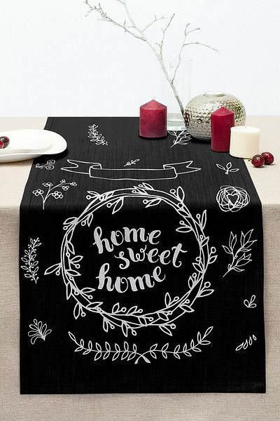 Realhomes Home Sweet Home Digital Printed Decorative Stitched Raschel Knitted Runner