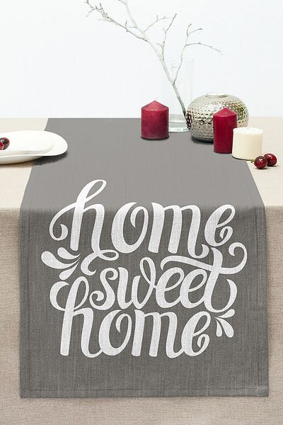 Realhomes Home Sweet Home Digital Printed Decorative Stitched Raschel Knitted Runner