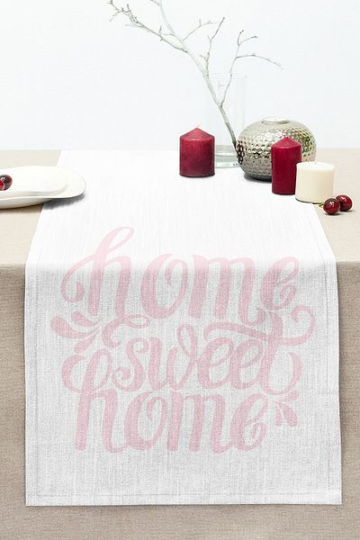 Realhomes Pudra Home Sweet Home Digital Printed Stitched Raschel Knitted Runner