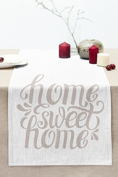 Realhomes Light Gray Home Sweet Home Decorative Stitched Raschel Knitted Runner