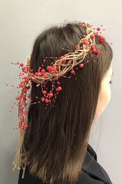 Hobigram Red Pearl Straw Crown for the Most Beautiful Brides – Crown, Crystal Stone, Stylish Model, Bridal Crown – Crown – t