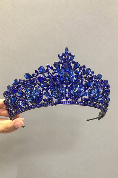 Hobigram إكسسوار شعر Keid Model Blue Bridal Henna Crown and Earrings - إكسسوار العروس، تصميم أنيق - إكسسوارات العروس