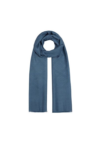 ipekevi Şal de mătase din lână cu model Blue Parcel