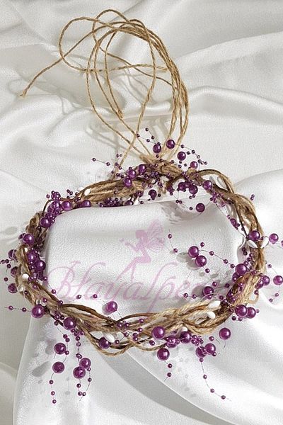 Hobigram Coroana din paie cu perle mov pentru cele mai frumoase mirese – Coroana, piatra de cristal, model elegant, coroana miresei, accesoriu pentru par