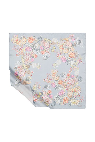 ipekevi Bebe Mavisi Yalı Bahçesi Desenli Tivil Ipek Eşarp