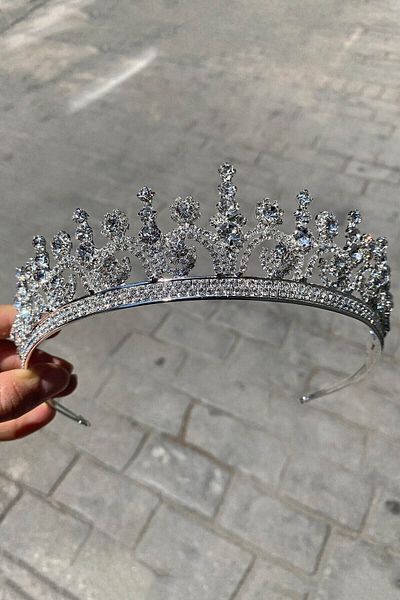 Hobigram تاج زفاف موديل هيرا فضي اللون - تصميم خاص، إكسسوار، إنتاج عالي الجودة، طراز مثير للاهتمام - العروس