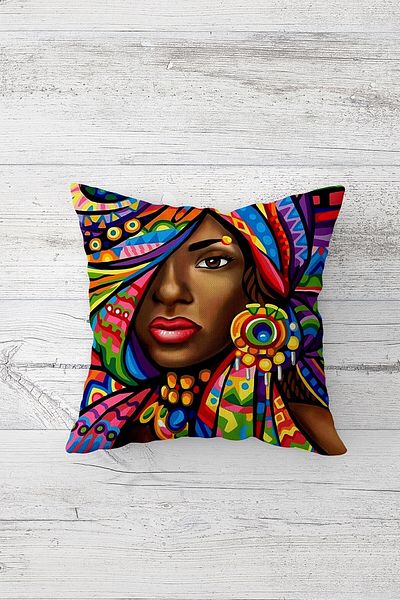 on the clouds Ethnic African Woman Μαξιλαροθήκη με κρυφό φερμουάρ με στάμπα στις δύο πλευρές Μαξιλαροθήκη για μαξιλάρι καναπέ