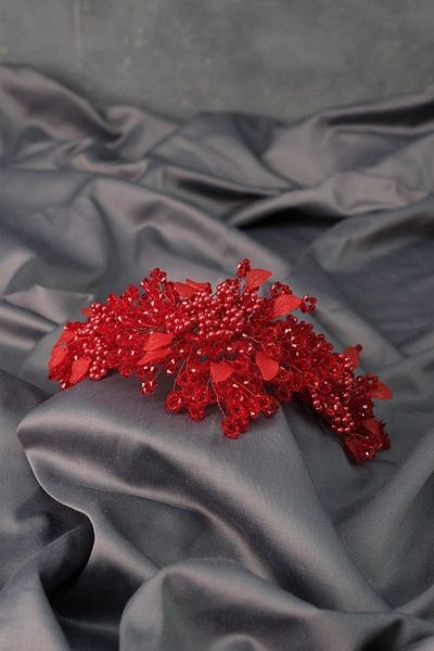 Hobigram إكسسوار شعر تاج هينا للعروس من Azra Pearl مطرز باللؤلؤ لأجمل العرائس - إكسسوار الزفاف