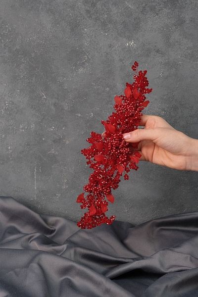 Hobigram إكسسوار شعر تاج هينا للعروس من Azra Pearl مطرز باللؤلؤ لأجمل العرائس - إكسسوار الزفاف