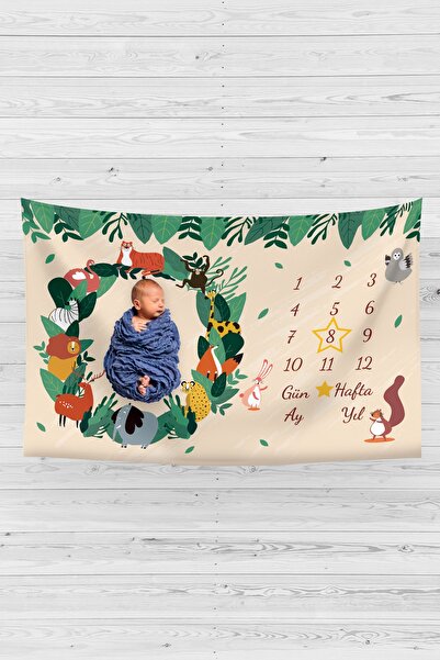 Vagonik غطاء ذاكرة الطفل لحديثي الولادة بمفهوم الغابة الشهري، مقاس 150 × 100 سم