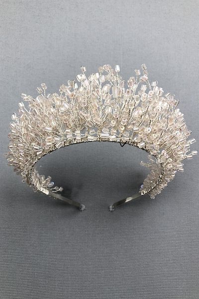 Hobigram Accesoriu pentru păr Pudră deschisă Rigel Crystal Stone Henna și Coroana de mireasă – Coroană, Crystal Stone, Model elegant – T