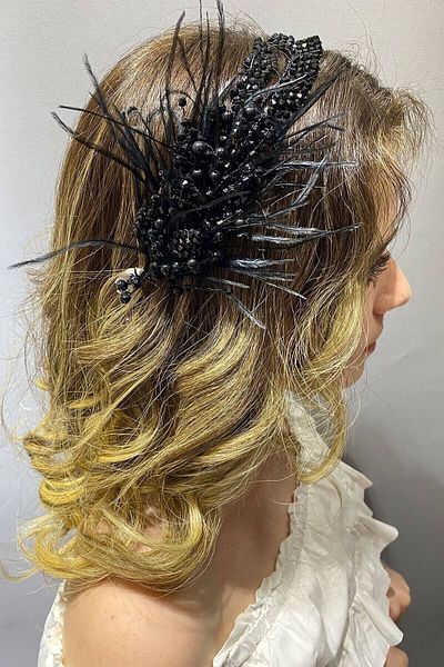 Hobigram إكسسوار العروس على شكل ورقة شجر مطرزة للشعر وإكسسوار عمامة – إكسسوار العروس، تصميم أنيق – Geli