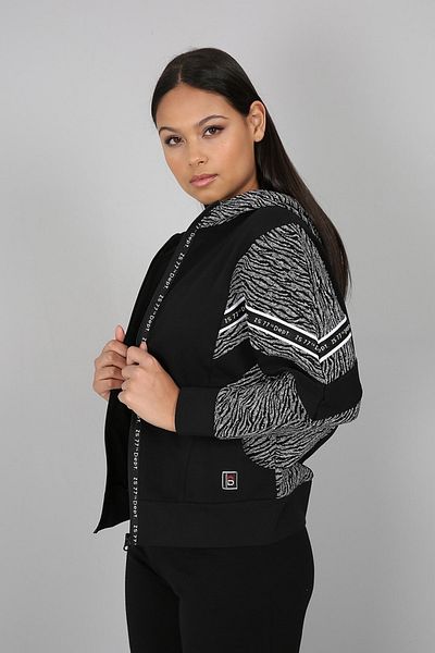 Banadamoda Hanorac cu glugă cu mânecă liliac cu model negru