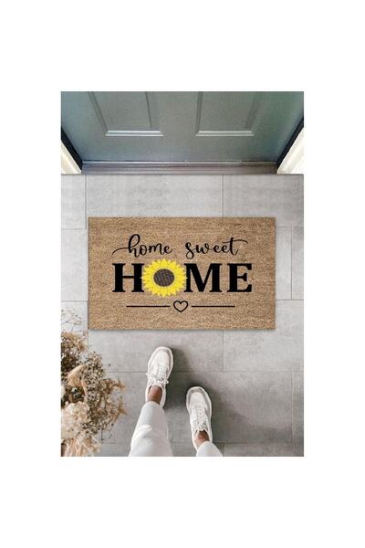 Silkcoat Home Μπεζ Πατάκι Πόρτας Home Sweet Home Daisy Pattern K-3342