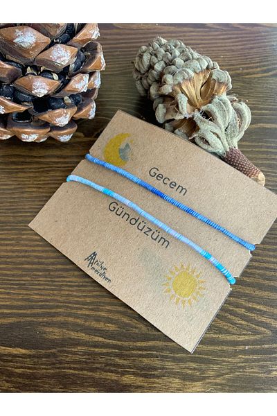 Atölye Merdiven My Day and Night Bracelet Set Wife, Lover, Couple, Bff Rope Bracelet Set