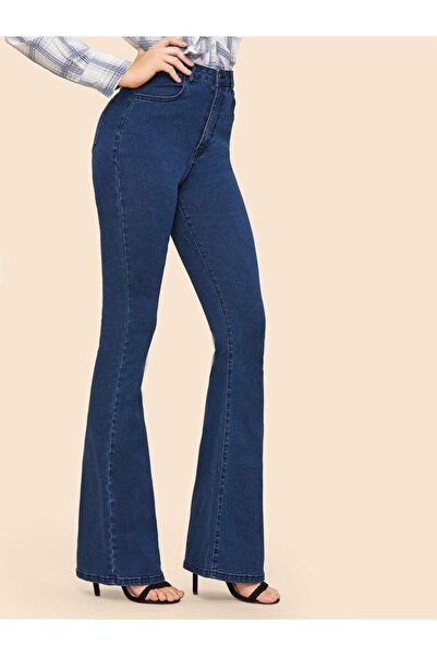 SANTA BELLA Koyu Maviispanyol Paça Siyah Jean Kadın Süper Yüksek Bel Toparlayıcı