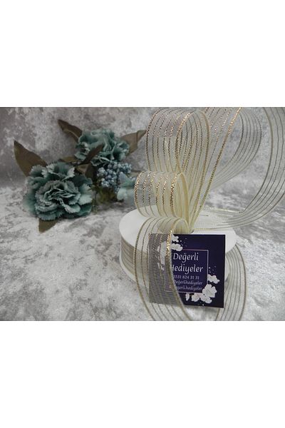 Değerlihediyeler 2.5 cm 6 Way Gold Ribbon Ribbon 20 mt