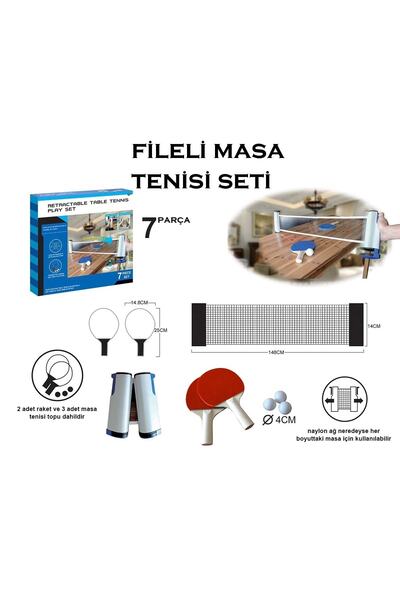 Genel Markalar Masa Tenisi Filesi Portatif Masa Tenisi Raketi Top Seti 2 Rake...