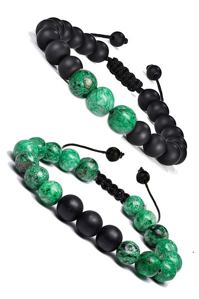 Tesbih Atölyesi Certified Natural Jade Onyx Stone Natural Stone Bracelet Set