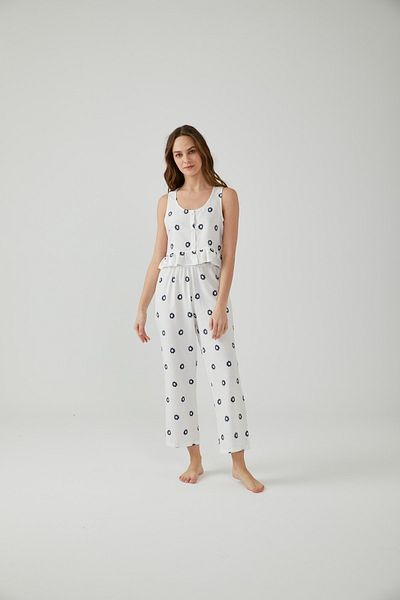 Pamuk & Pamuk Navy Blue Floral Patterned Sleeveless Pajama Set