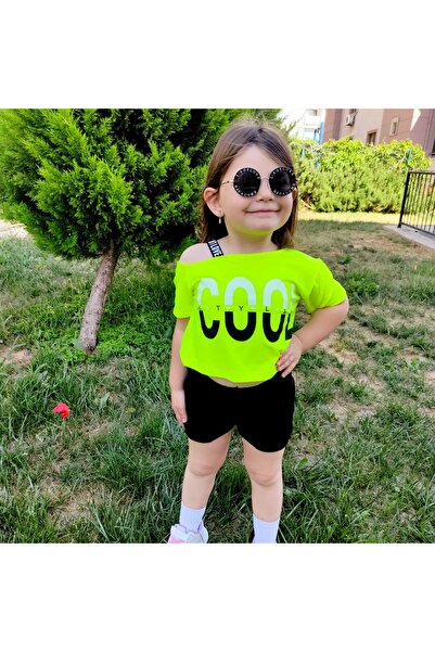 eladamoda Cool Yazili Tek Taraf Ip Askili Crop-sort Kiz Takim