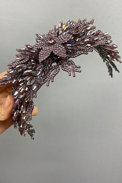 Hobigram تاج زفاف Lila Alya Henna خاص للعرائس - تصميم خاص، إكسسوار، إنتاج عالي الجودة، طراز مثير للنظر