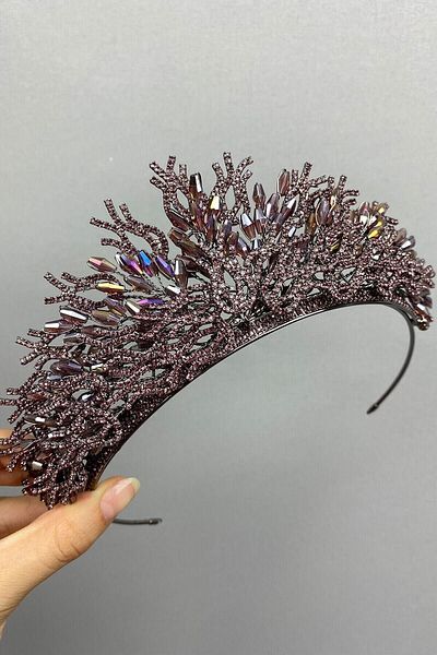Hobigram إكسسوار شعر العروس زهرا موديل Lila Bridal Crown – إكسسوار العروس، تصميم أنيق، إكسسوار نسائي – G