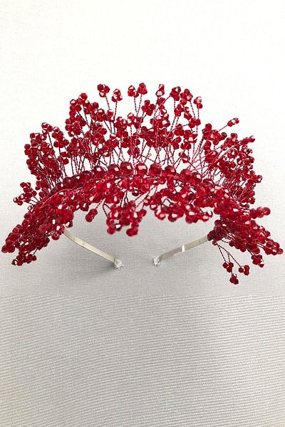 Hobigram إكسسوار شعر Janjanli Bordo Sirius Crystal Stone Henna وتيجان الزفاف - إكسسوار الزفاف، تصميم أنيق