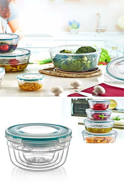 PlastArt 4'lü Fresh Box Yuvarlak Sızdırmaz Kilitli Saklama Kabı