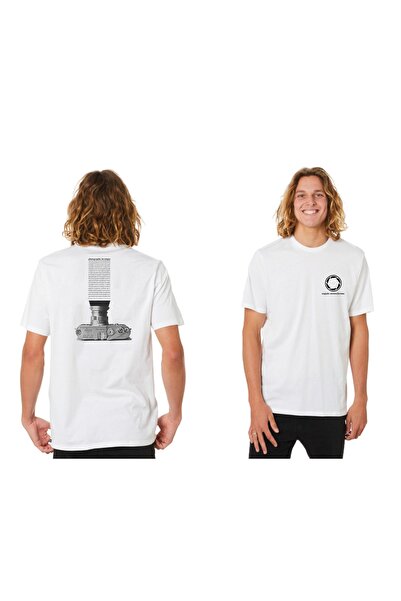 ESQUDO Ανδρικό μπλουζάκι με στάμπα Crew Neck σε λευκό χρώμα Estp0010