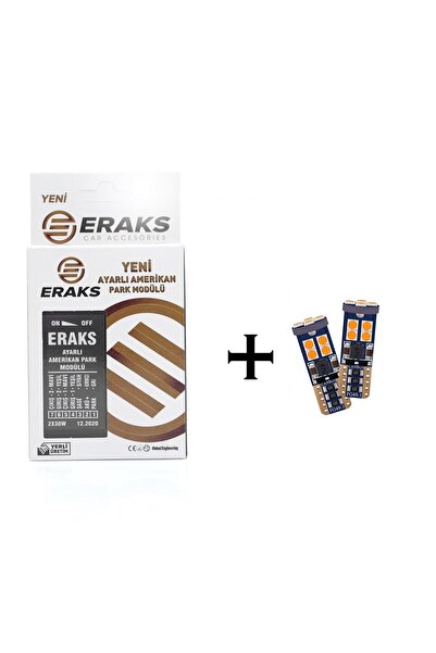 ERAKS CAR ACCESORIES Ayarlı Amerikan Park Modülü Ve T10 Turuncu Canbus Led Pa...