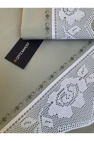 Çeyiz Bahçesi Σετ Παπλωματοθήκη Διπλό Rose Lace Piccolo Γκρι