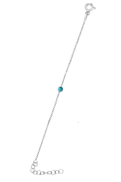 Trend Silver 925 Ayar Gümüş Rodyumlu Sade Modeli Turkuazlı Halhal