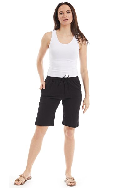 Newbutix Sile Cloth Women's Black Pocket Shorts