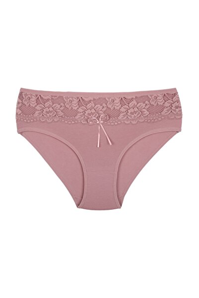 Zena Chiloți de damă din bumbac din 5 piese, cu detaliu din dantelă în dungi în față