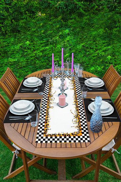 Realhomes Checkerboard Border Design Zebra Patterned 1 Runner & 4 Colorful American Service