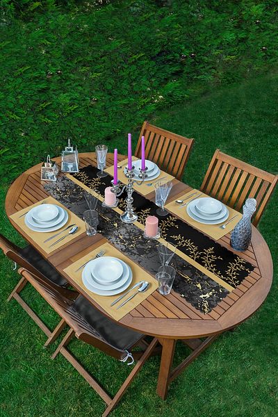 Realhomes Cream Tropical Flowers Special Design 1 Runner & 4 Colorful Placemat