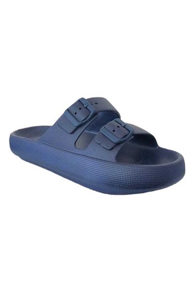 Akınal Bella E282 Navy Blue Women's Buckle Beach Slippers