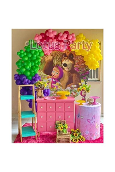 LOTUS PARTY 100 части - Комплект верижки от балони с тема Маша и Мечока - (Фу...