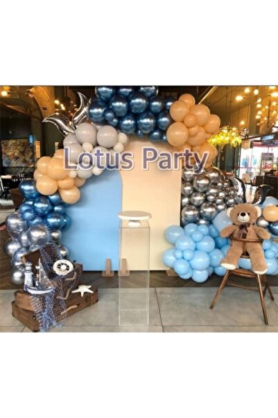 LOTUS PARTY 100 قطعة - مجموعة سلسلة بالونات تيدي بير (تيدي بير) (بالون أزرق س...